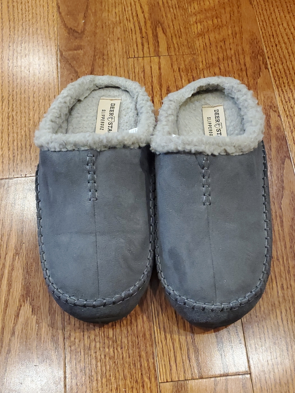 Deer Stags Men’s Gray Slip-On Shearling Lined Slippers Nordic Sz 10